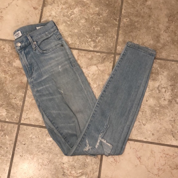 Agolde Sophie distressed ripped light wash faded high waisted crop skinny jeans - Picture 14 of 14